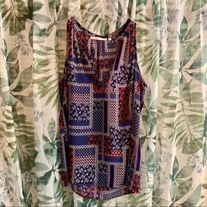 Violet & Claire, Purple & Pink Bohemian Pattern Tank Top, Large